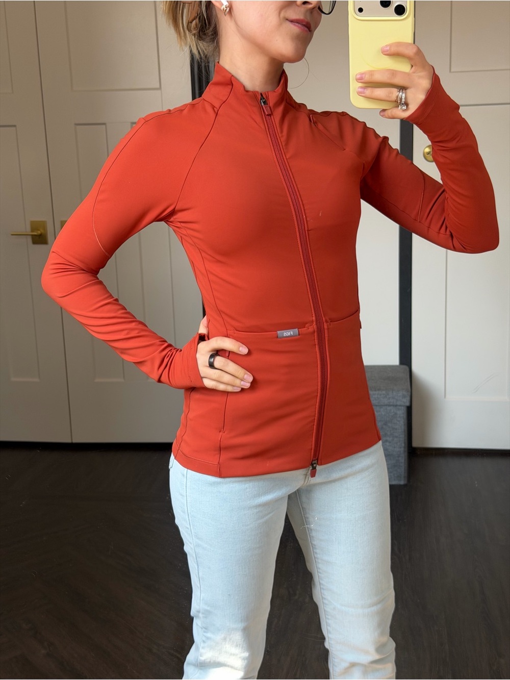 Figs Zip-Front Technical Jacket in Rust